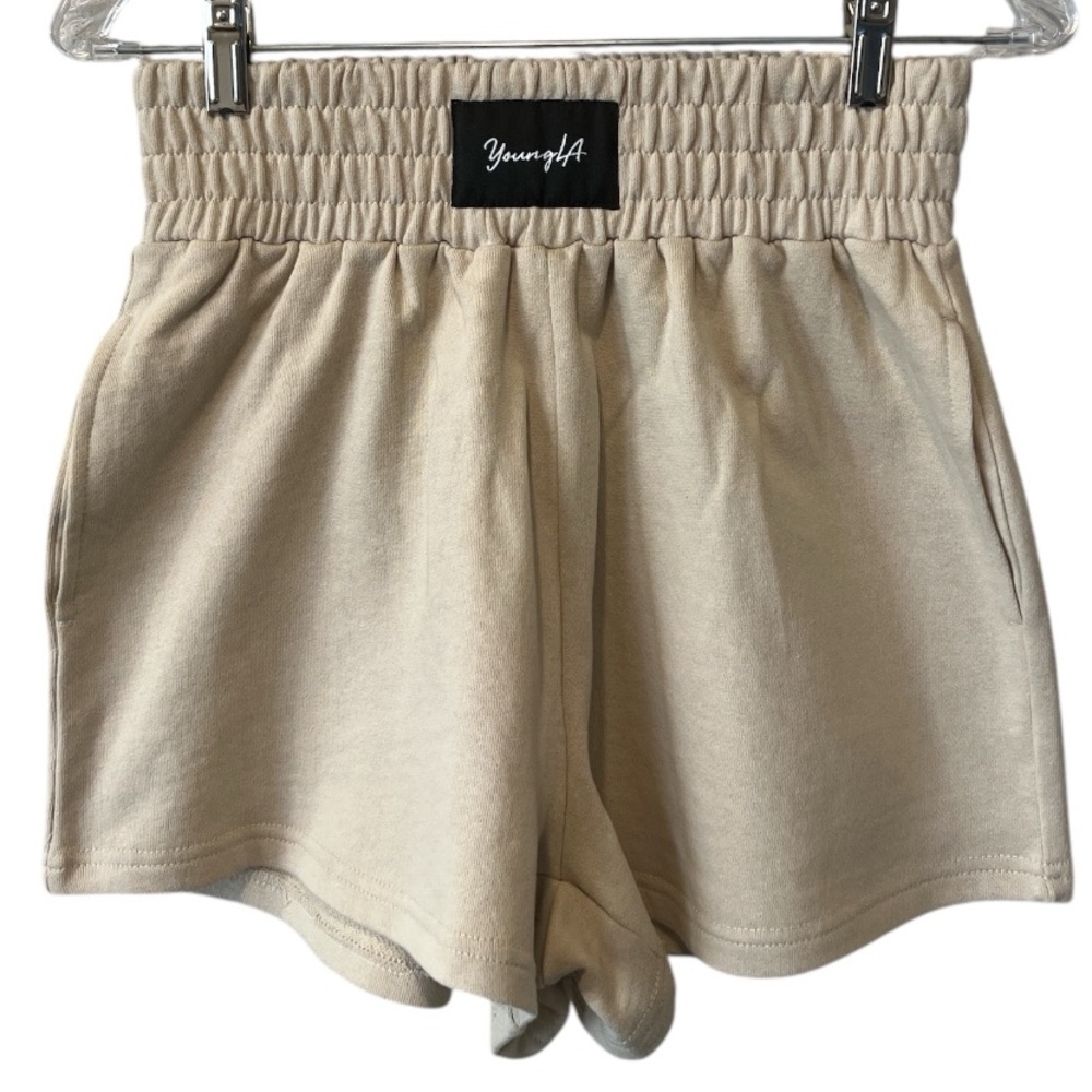 YoungLA women’s boxer workout shorts elastic waist pockets size medium